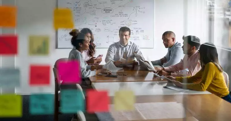 healthcare board team discussing in a meeting room